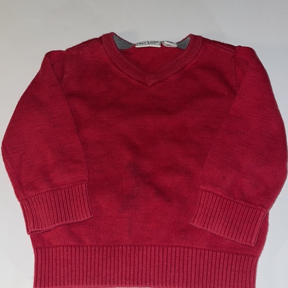 Red long sleeve v neck sweater 18-24 months - Picture 2 of 3